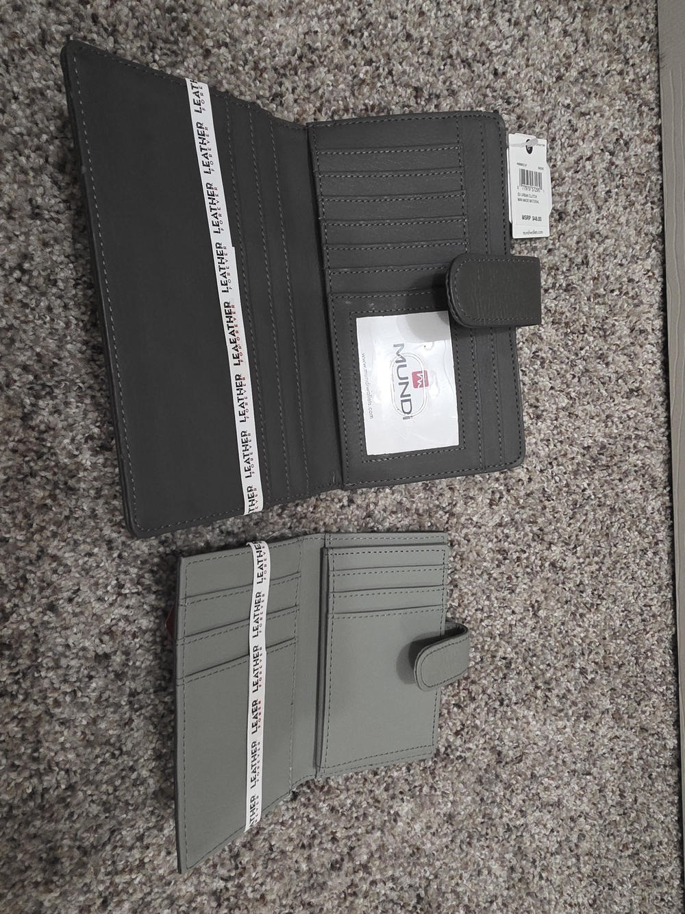 Mundi Gray Leather Men's Wallet - RFID Card Organizer